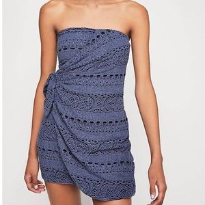 Free People Oceanside Strapless Crochet Mini Dress